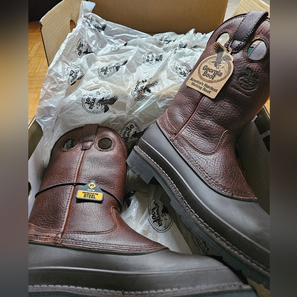 Georgia Boot | Men's Mud Dog Steel Toe Work Boot | Brown | Size 9M - Picture 1 of 6